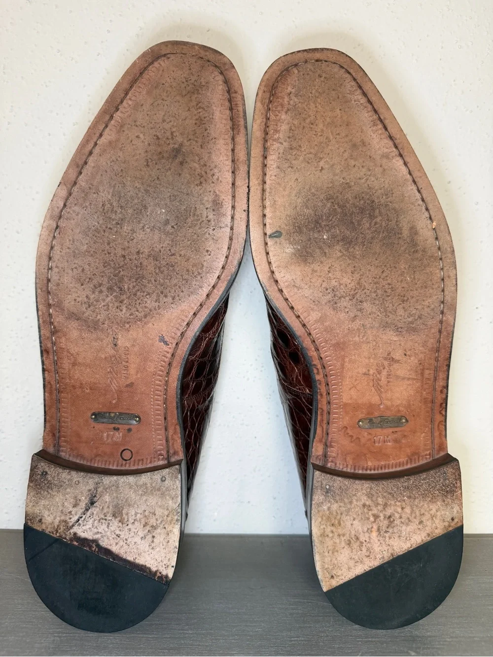 Mezlan Genuine Crocodile Leather Derby Dress Shoes Men’s Size 17M Made In Spain